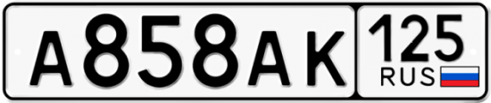 Автомобильный номер А858АК 125