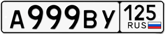 Автомобильный номер А999ВУ 125