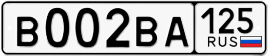 Автомобильный номер В002ВА 125