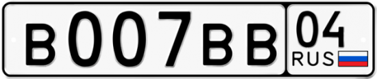 Автомобильный номер В007ВВ 04