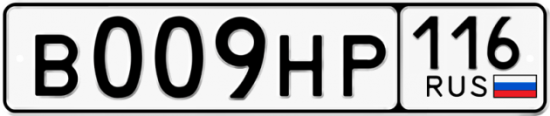 Автомобильный номер В009НР 116
