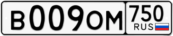 Автомобильный номер В009ОМ 750