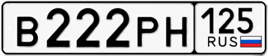 Автомобильный номер В222РН 125