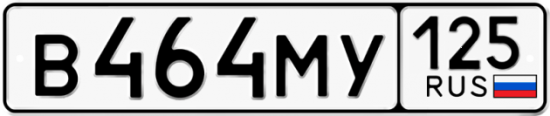 Автомобильный номер В464МУ 125