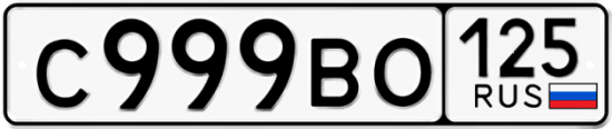 Автомобильный номер С999ВО 125