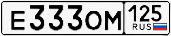 Автомобильный номер Е333ОМ 125