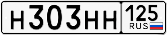 Автомобильный номер Н303НН 125