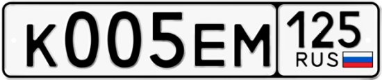 Автомобильный номер К005ЕМ 125