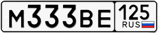 Автомобильный номер М333ВЕ 125