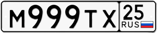 Автомобильный номер М999ТХ 25
