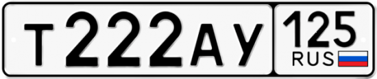Автомобильный номер Т222АУ 125